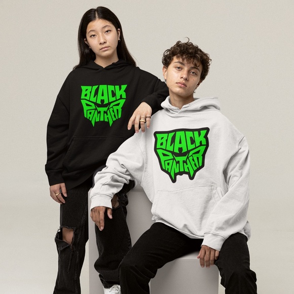 BLACK PANTHER NEEON GREEEN: DESIGN; UNISEX CUSTOM HOODIE - Picture 4 of 7